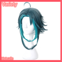 Variety ✨Hot Sale✨ Shipiaoya Aniem Genshin Impact Xiao 40cm Green Mixed Cosplay Wig Braided Synthetic Hair