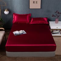 ▫ High End Rayon Satin Fitted Sheet King Size Double Bed Sheets and Pillowcases Bed Linen Luxury Solid Queen Bedsheet Pillowcase