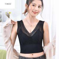 TOMANY เสื้อชั้นในคอวีสำหรับผู้หญิงยกทรงคอวีแนวสปอร์ตสำหรับถ้วยเต็มรูปแบบถ้วยรางวัลไซส์พิเศษลูกไม้หลังสวยงามเสื้อชั้นในยกทรงไร้รอยต่อ