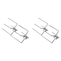 4Pcs BBQ Rotisserie Meat Forks Clamp Grill Meatpicks Stainless Steel Barbecue Skewer