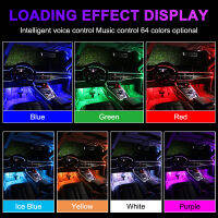 10 In 1ภายในรถ Ambient Light ไฟเบอร์ออปติกประตู Auto บรรยากาศโคมไฟตกแต่ง Neon Strip Remote App Music Control RGB