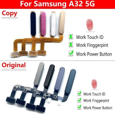 ริ้บเบิ้นสำหรับ Samsung Galaxy,ของแท้และคัดลอก A32ปุ่มโฮม5G สายเคเบิลแบบยืดหยุ่นเซนเซอร์รหัสลายนิ้วมือชิ้นส่วนทดแทน