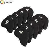 GANTUR 10PCS พอดีทุกยี่ห้อ ตัวป้องกัน อุปกรณ์กอล์ฟ Headcover สโมสร ที่ครอบหัวเหล็กกอล์ฟ แขนเสื้อ ตะลุมพุกคนขับ