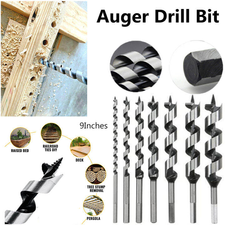 9Inches Auger Drill Bit Hex Shank 3/8-Inch, Ship Auger Long Drill Bit ...