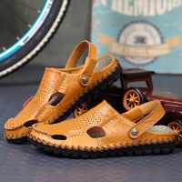 Men Summer Sandals Genuine Leather Beach Trekking High Quality Hombre Fashion Comfortable Outdoor Beach Rome Slippers Size38-44 House Slippers