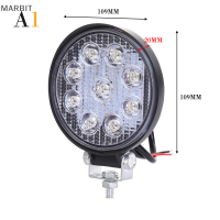 MARBIT รถสปอร์ตไลท์ทรงกลม9LED 27W รถสปอร์ตไลท์12V รถบรรทุกทรงสี่เหลี่ยมอุปกรณ์เสริมออฟโรด