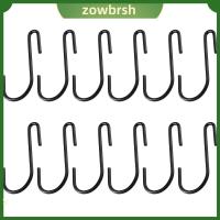 ZOWBRSH 12pcs แผ่นรองรีด ตะขอ S-hooks 490มม. สีดำสีดำ ตะขอติดผนัง แข็งแรงทนทาน ตะขอรูปตัว S อุปกรณ์สำหรับห้องครัว