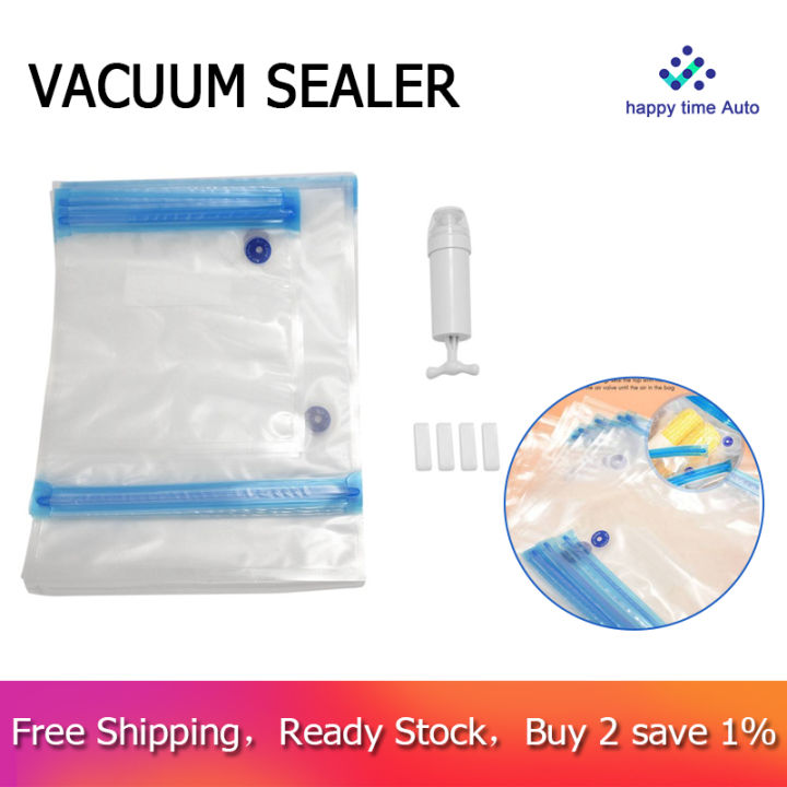 1 Set Vacuum Bag Kit Includes 15 Reusable Vacuum Storage Bags, 3 Sizes Vacuum  Food Bags, 1 Hand Pump, 4 Seal Clips, For Food Storage, Vacuum Cooking,  Vacuum Sealing Bags, Fruit 