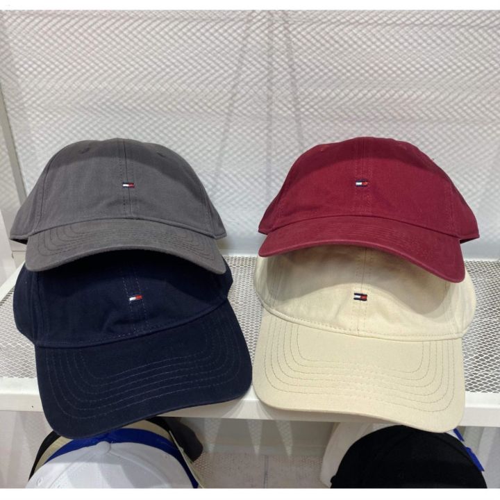 hi1figer-t0mmy-ทอมมี่แนวอเมริกันหมวกแก๊ปโผล่เสื่อปิกนิกกันน้ำฟอกสีแบบย้อนยุคหมวกเบสบอลคู่สีกระบังแสง
