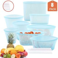 【DT】 hot  Silicone Food Zip Bag Reusable Fresh-keeping Bag Fruit&amp;Vegetable Sealed Bag Leak-proof Food Storage Ziplock Lock Bag Storage