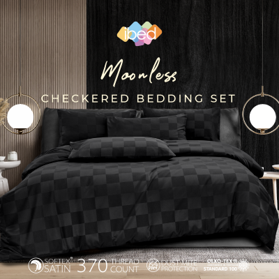 ibed ชุดผ้าปูที่นอนครบเซ็ท Softex Satin (ลายตาราง) Moonless 3.5 ฟุต,5 ฟุต,6 ฟุต - CHECKERED COLLECTION