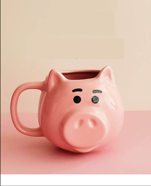 550ml-large-capacity-cute-cartoons-pink-pig-shape-breakfast-milk-coffee-mugs-microwave-available-water-tea-cup-with-handle-spoon