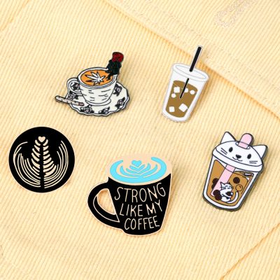 New 5 Styles Drink Enamel Pins Cute Coffe Milk Brooches Women Men Jeans Coat Lapel Pin Badges DSecoration Jewelry Gift for Frien