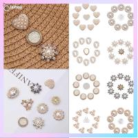 LAIHOU 10PCS ที่เป็นประกาย รูปดอกไม้ เครื่องประดับหมวก กระดุมมุก ปุ่ม Rhinestone กิ๊บติดผมไข่มุก เครื่องประดับศีรษะ