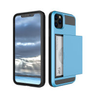 Slide Wallet Credit Card Slot PC Phone Case For iPhone 13 12 11Pro Max XR XS Max X 8 7 Plus Edge TPU Armor Shockproof Back Cover