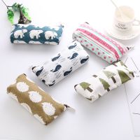 【CC】۩♘  Small Minimalist Makeup Floral Canvas Storage Student Stationery