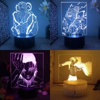 ◐☇☋ Attack On Titan Shingeki No Kyojin Eren Yeager Jaeger 3d Led Lamp For Bedroom Manga Night Light Anime Action Figure