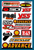 สติกเกอร์ JSS FCCi Racing Shell ADVANCE DUNLOP YOSHIMURA สติกเกอร์แต่งรถสำหรับรถมอเตอร์ไซค์ ติดรถยนต์ ติดหมวกกันน็อค โลโก้  Stickers ยอดฮิต จำนวน 1แผ่น