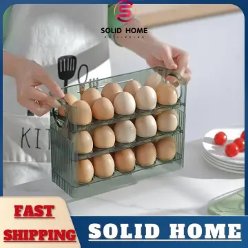 30 Grid Egg Holder Rotating 3 Tiers Fridge Eggs Organizer Space