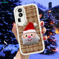 เคสหลังผ้ากวางต้นคริสต์มาสลายซานตาคลอสสำหรับ OPPO Reno10 Pro + 5G เคสโทรศัพท์คลุมผ้าซิลิโคน