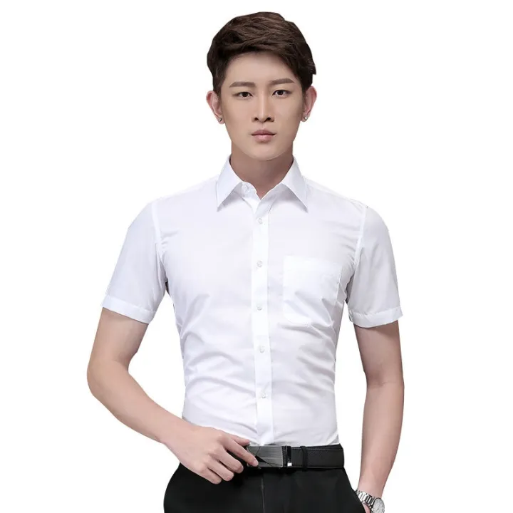 G2000 anticreasing noiron white men's short sleeve shirt twill