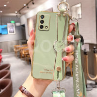 Case For OPPO A95 4G 6D Electroplated Wristband Crossbody Shoulder Strap Phone stand Holder Case For OPPO A95 4G Soft Silicone Case