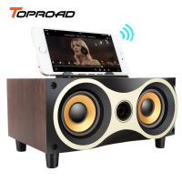 TOPROAD Portable Wooden Wireless Speaker Subwoofer Stero Bluetooth Speakers Radio FM Desktop caixa de som for iPhone Android