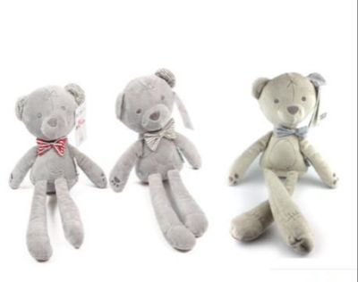 ถูกจริต (1 Pcs) ตุ๊กตาหมีเน่า โบว์แดง โบว์เทา โบว์ฟ้า เนื้อผ้ากำมะหยี่ ขนสั้นสุดนุ่ม น้ำหนักเบา ขนาด 42 ซม Bed Time Bear เหมาะสำหรับเด็กแรกเกิดขึ