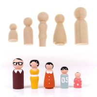 【YF】㍿✱  5pcs Puppet Peg Dolls Five Crafts Unfinished Childrens Painted Doodle Color Ornaments