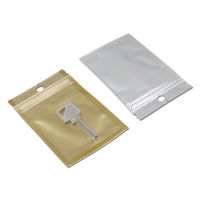 Wholesale 9*16cm Golden Clear Self Seal Zipper Plastic Retail Storage Pack Bag, Zip Lock Bag Retail Package With Hang Hole