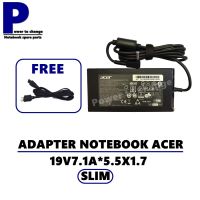 ADAPTER NOTEBOOK ACER 19V7.1A*5.5X1.7 SLIM  / สายชาร์จโน๊ตบุ๊คเอเซอร์ + แถมสายไฟ ทรงสลิม หัวสีม่วง