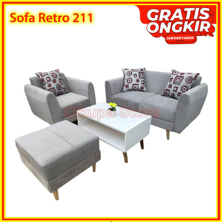 SOFA RETRO 211 + MEJA BERGARANSI (Kursi Ruang Tamu) | Lazada Indonesia