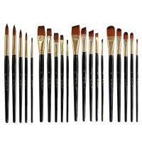 【YF】 5/6pcs Artist Paint Brushes Set Professional Round Flat Angle Filbert Nylon Hair Wood Black Handle Painting Brush for Watercolor