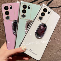 เคสโทรศัพท์ VIVOV29 VIVO V29 Pro V29e 5G 4G เคส ปลอกข้อเสนอสุดฮอตดีไซน์ใหม่สีลูกกวาดไฟฟ้าซิลิโคนอ่อนนุ่มปกคลุมด้วยไรน์สโตนกระจกแต่งหน้าผู้ถือ Case 2023