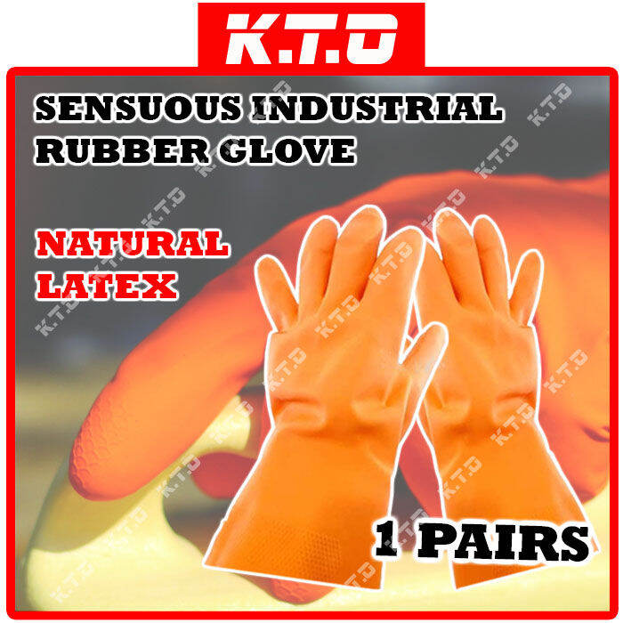SENSUOUS ORANGE INDUSTRIAL RUBBER HAND GLOVE NATURAL LATEX Lazada