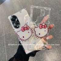 Phone Case เคส OPPO A58 A78 NFC A98 A17 A17k OPPOReno8T 4G 5G เคสโทรศัพท์รูปการ์ตูนเฮลโลคิตตี้น่ารักพร้อมขาตั้งกรอบหลังซิลิโคนนิ่ม2023