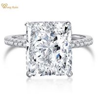 Wong Rain 100 925 Sterling Silver Radiant Cut 10*12MM 8CT VVS D Color Created Moissanite Flower Ring Jewelry Gift Drop Shipping