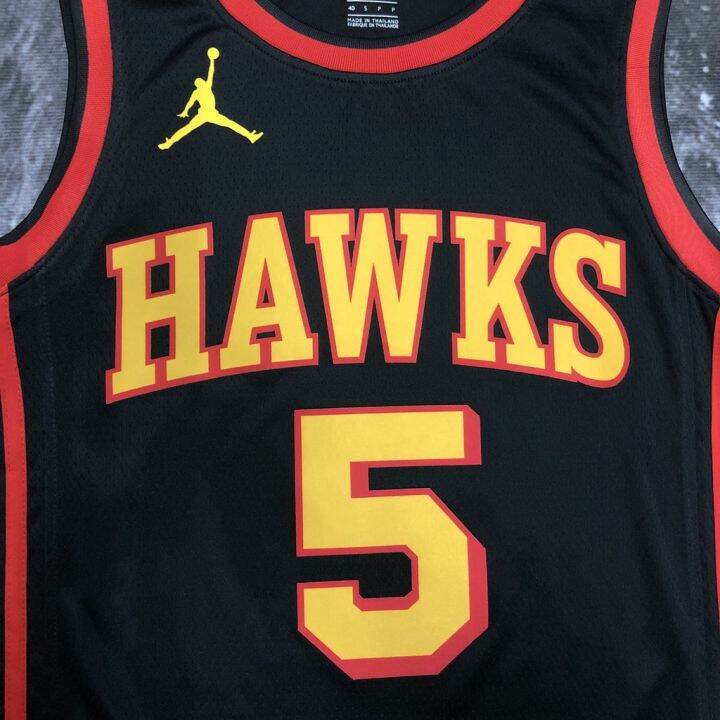 เสื้อกีฬาบาสเก็ตบอล-ลายทีม-atlanta-hawks-dejounte-murray-สีดํา-สําหรับผู้ชาย-2023