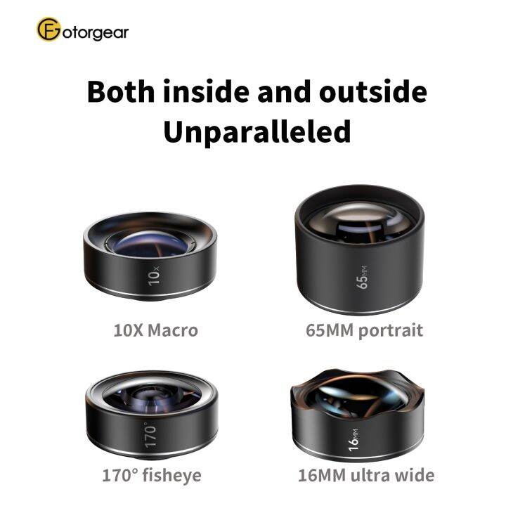 Mobile Phone Camera Lens Set （10X Macro/65Mm Portrait/170° Fisheye/16Mm Ultra Wide