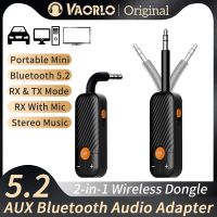 2 in 1 Portable Receiver Transmitter 5.2 Bluetooth 3.5mm AUX Stereo Wireless Audio Adapter With Mic for Headphone TV Car Audio