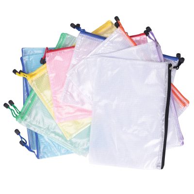 16Pcs Mesh Zipper Pouch Document BagWaterproof Zip File FoldersA4 Size for School Office SuppliesTravel Storage Bags