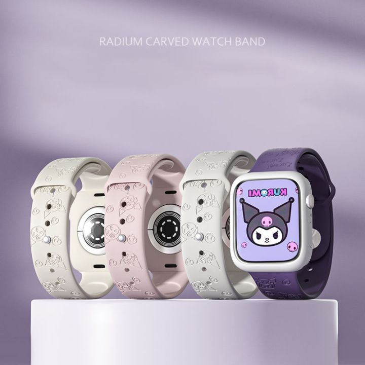 sanrio-kuromi-engraved-silicone-strap-for-apple-watch-band-49mm-44mm-40mm-45mm-41mm-42mm-bracelet-iwatch-series-se-4-7-8-ultra