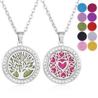 2023 New Rhinestone Aromatherapy Necklace Threaded Swivel Diffuser Locket Pendant Perfume Necklaces