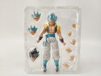 อนิเมะดราก้อนบอล Z SHF ผมสีฟ้า Gogeta Super Saiyan 4 PVC ตุ๊กตาขยับแขนขาได้ไม่มีกล่อง