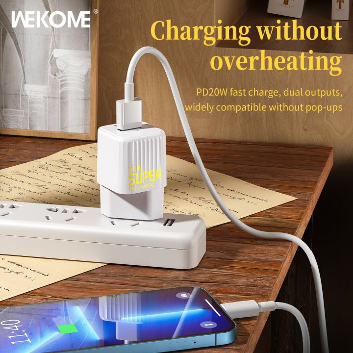 wekome-ที่ชาร์จศัพท์มือถือ-pd20w-พอร์ต-usb-a-c-เหมาะสำหรับ-14-13-12-pro-max-samsung-xiaomi