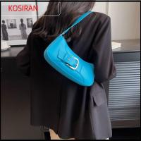 KONSIRAN หนังพียู กระเป๋าสะพายไหล่แบบสั้น กระเป๋าใส่เงิน สีทึบทึบ กระเป๋า Crossbody ง่ายๆ สายรัดเข็มขัด กระเป๋าโท้ท สำหรับผู้หญิง