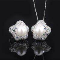 เซอร์โคเนียมแท้หรูหราแบรนด์ ZOE Necklace,อัญมณีแท้เคลือบทองที่ก้นทองแดงประดับด้วยไข่มุกประดับฉบับภาษาเกาหลีสีแฟชั่นเซอร์โคเนียม
