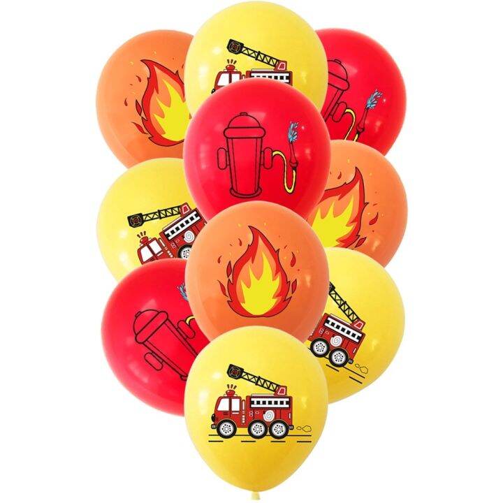 20pcs/pack Boy Birthday Fireman Balloon Bouquet Kids Birthday Fire ...