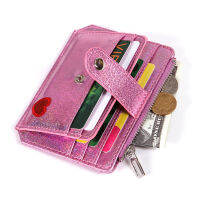 Dompet Koin เลเซอร์กระเป๋าใส่บัตรปักลายรักสำหรับสุภาพสตรี