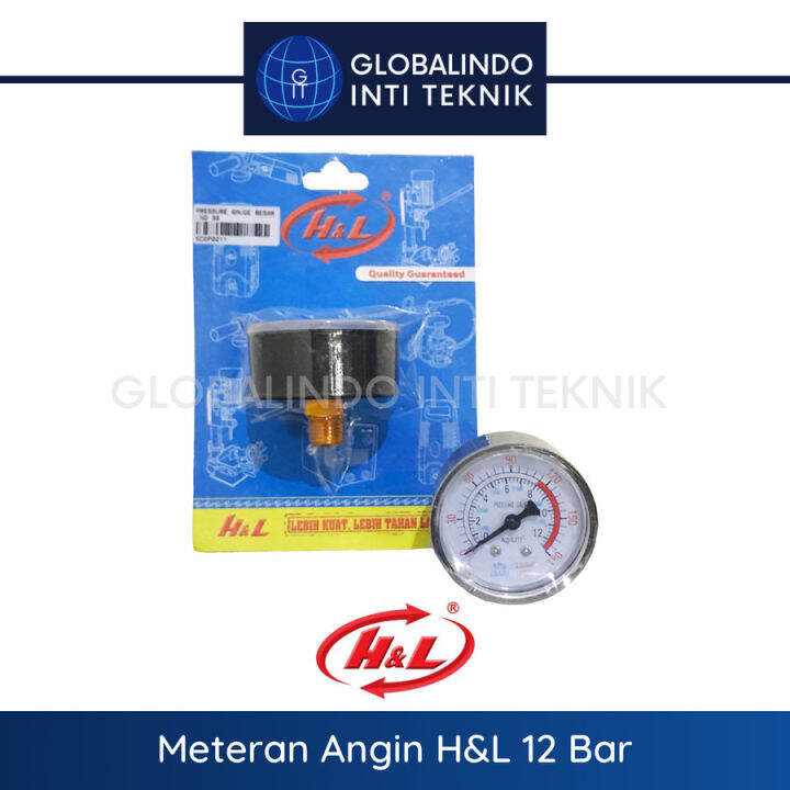 Meteran Angin / Manometer / Pressure Gauge Kompresor Angin H&L 12 Bar